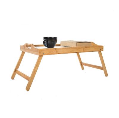 China Eco - Friendly Bamboo Wooden Bed Tray / Breakfast Serving Tray With Leg for sale