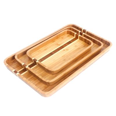 China Sustainable Wholesale Modern Bamboo Food Serving Tray Sushi Serving Tray Set For Home& Kitchen for sale