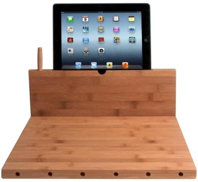 China Viable bamboo cutting board with ipad holder chopper with knife holder for sale