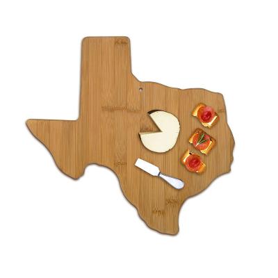 China Kitchen Texas Map Shaped Bamboo Cutting Board 100% Sustainable Handmade Bamboo Map Shaped Fruit Serving Board for sale