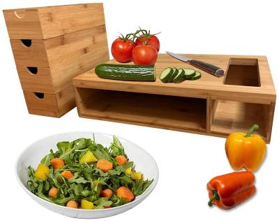 China Sustainable Multifunctional Bamboo Cutting Board Set Kitchen Storage Box Cutting Board With Trays for sale