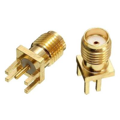 China Brass Shell RF Connector , R/A SMA Straight Female PCB Connector for sale