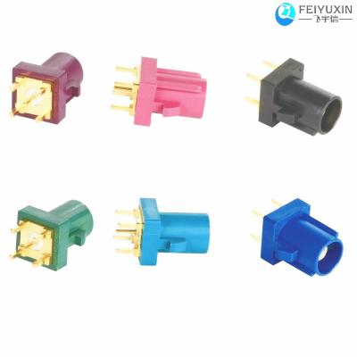 China Longitud modificada para requisitos particulares material de cobre amarillo hembra-varón coaxial del cuerpo del conector del PWB RF de FAKRA en venta