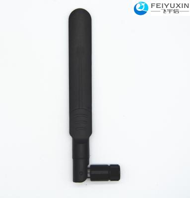 China LTE 4G 2dBi Dual Band Antenna Fan Shaped Rubber Black Color SMA Connector for sale