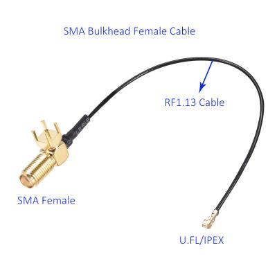 China 100mm 6GHz 4 Pins RF1.13 Right Angle Pigtail Antenna for sale