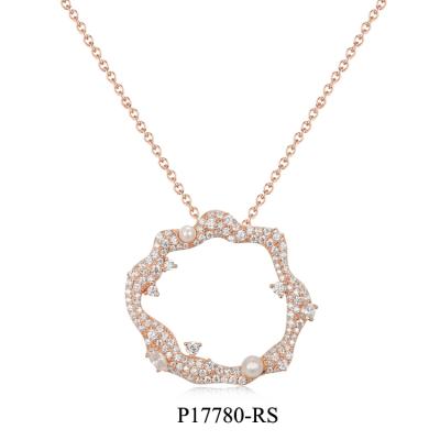 China New Arrival Fashionable Zircon 925 Sterling Silver Shell Pendant With Shining White Cubic Pearl for sale