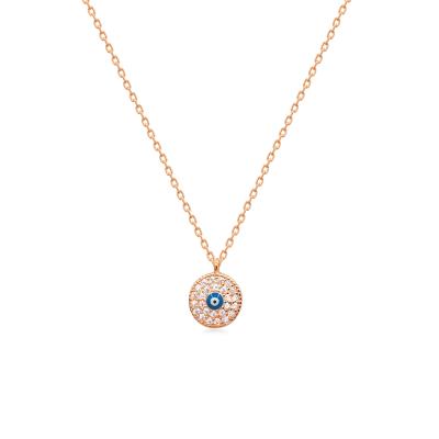 China FASHIONABLE Royi Jewelry 925 Sterling Silver White Cubic Zircon Gold Plated Enamel Evil Eye Necklace for sale