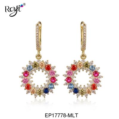 China Fashion S925 Multi Color Gold Plated Fashion Women Jewelry Earrings for sale