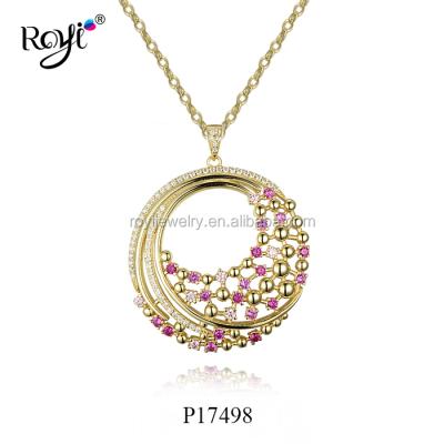 China New Designs Jewelry Royi Jewelry Round Shape 925 Sterling Silver Luxury Ruby Stone Pendant Necklace for sale