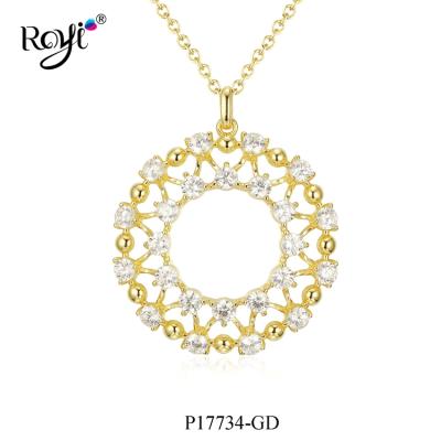 China FASHIONABLE S925 Sterling Silver Fashion Female Gorgeous Gold Plated White CZ Pendants Necklace for sale