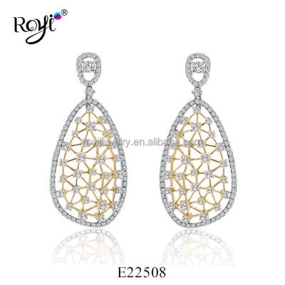 China Luxury Jewelry Elegant New Designs 925 Sterling Silver Jewelry Network Shaped Drop Earrings for sale