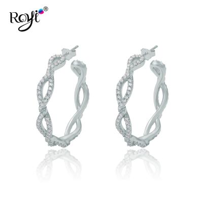 China Classic Silver Fashion Jewelry For Women 925 Sterling Silver Cz Hoop Stud Earrings for sale