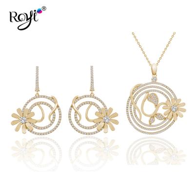 China Trendy Royi Jewelry Designs Fashion Jewelry 925 Sterling Silver Flower Of Life Round Shape Bridal Jewelry Set for sale