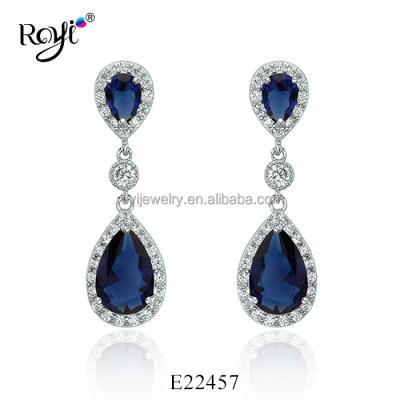 China Alibaba Turkey Elegant Express Blue Glass Pendant Earrings 925 Stone Jewelry for sale