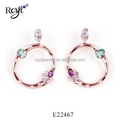 China Elegant Wholesale New Designs Pattern Ladies Earrings 925 Sterling Silver Round Earrings Jewelry for sale