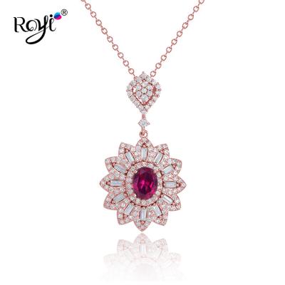 China 2019 New Silver Royi Noble Jewelry Dangle Designs 925 Sterling Silver Jewelery Flower Cz Pendant Necklaces for sale