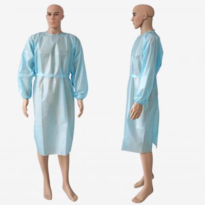 China PP+PE 25gsm PP Nonwoven Isolation Gown Slaps Protective Surgical Medical Isolation Gown for sale