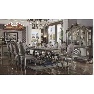 China (Other) Wholesale Adjustable Silver China Gray Antique Classical Wooden Dinning Room Set for sale