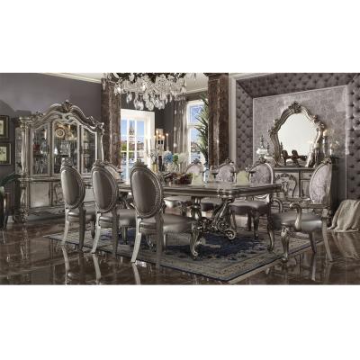 China (Other) New Designed Adjustable Silver Gray Rectangular Antique Royal Dinning Room Furniture Set for sale