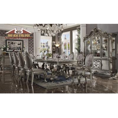 China (Others)Adjustable Dining Table Set 8 Seater Velvet Fabric Leisure Chairs for sale