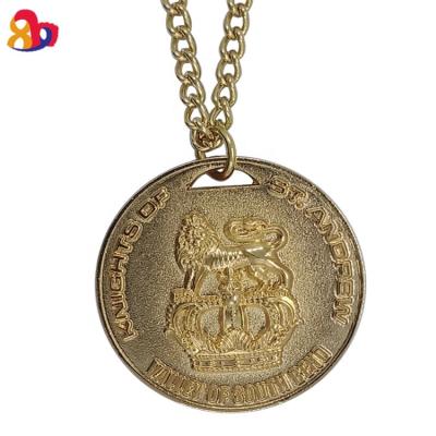 China China Promotional Wholesale Personalized Custom Knight Lion Crown Engraved Metal Necklace Chain Pendant for sale