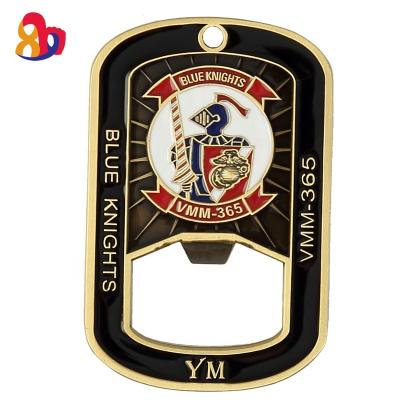 China Promotion Custom Exclusive Stocked Xinyihong Advertised Knights Souvenir Challenge Coin Key Chain Blue Bottle Opener for sale