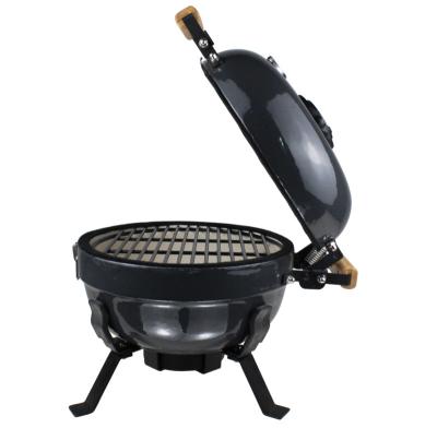 China Adjustable Size BBQ Grill Charcoal BBQ Grill Kamado Mini Portable Ceramic Ceramic For Outdoor Cooking Backer 12 Inch Stainless Steel Cast Iron for sale