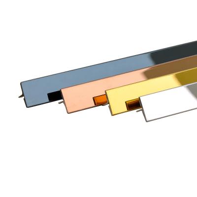 China Modern Metal T Profile Accessories Tile Decorative Metal Inlay Strips For Stainless Steel Tile Trim for sale