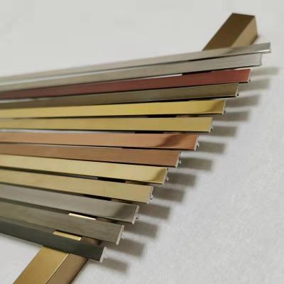 China Modern Home Decorative Stainless Steel Tile Edging Trims T Shape Metal Strips For Furniture for sale