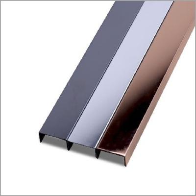 China Modern OEM Customized Tile Trim Stainless Steel Flooring Trim Modern T Profiles Style Stainless Steel Skirting for sale