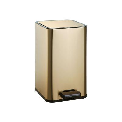 China 201/304/316L/430/420/410 Square Cover With Slow Drop Mute Foot Stainless Steel Office Trash Can Waste Bin for sale