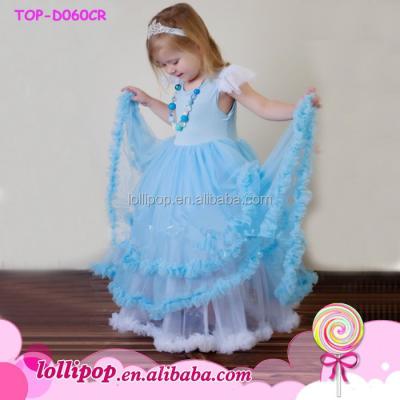 China 2015 Wholesale Dry Cleaning Wholesale 2015 Baby Sky Chiffon Ruffle Sleeve Ruffle Sleeve Girls Party Wear Dress Blue Shorts for sale