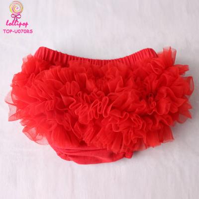 China Red Anti-Pilling Chiffon Ruffle Valentines Day Baby Bloomers Anti-Pilling Baby Shorts Fashionable Diaper Cover for sale