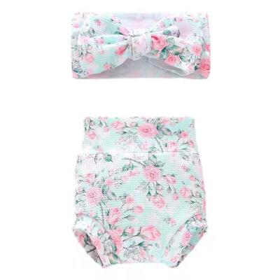 China Plus Size Plus Size Summer Clothing Sets Floral Shorts + New Babies Cotton Headband 2Pcs/Set Infant Kids Bummies for sale