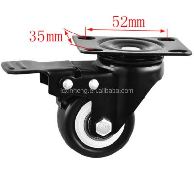 China Industrial Caster Wheels Swivel Flat With Brake PU Wheel For All Hardwood Floors for sale