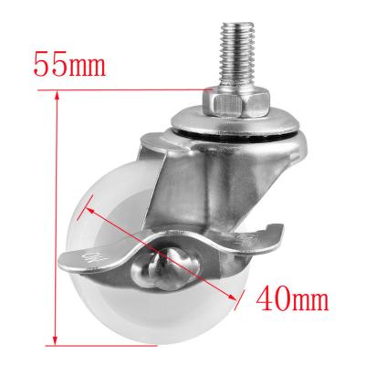 China PP Industrial 1.5-2 Inch White Threaded Stem Light Duty Caster With Side Brake Furniture Wheel for sale