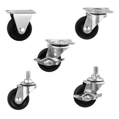 China Small 1.5 Inch Swivel Industrial Rubber Base Caster Wheels No Brake for sale