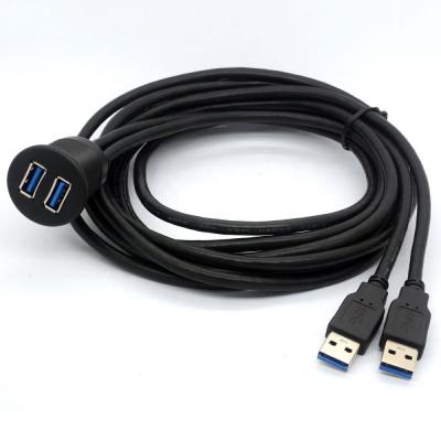 China COMPUTER 2 Ports Dual USB 3.0 Male to AUX Flush Extension Cable. mount female with dashboard for sale