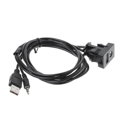 China AUX cable. 1M Car Boat DashFlush Mount USB Port 3.5mm Extension Adapter for sale