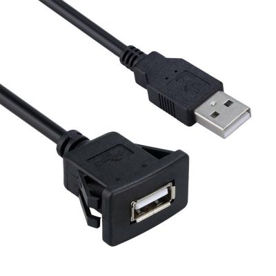 China Car USB 2.0 Single Left Panel Mount Flush Extension Cable with Loop for Car Truck for sale