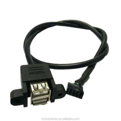 China Internal COMPUTER Motherboard 9pin 2.54mm Pitch To Dual Port USB 2.0 Cable for sale