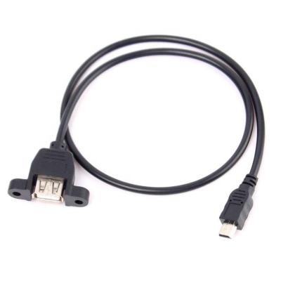 China COMPUTER Mini USB 5 Pin Male To USB 2.0 Type A Female Panel Mount Cable for sale