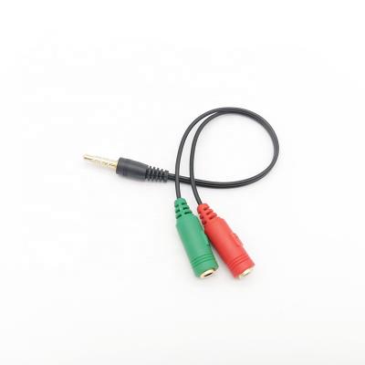 China HOME THEATER TRRS 3.5mm Male Splitter to 2 3.5mm Female Stereo Headphone Cable Audio Adapter for sale