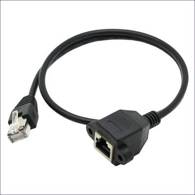 China Waterproof data transfer cat5 cat6 rj45 male to female extension cable with panel mount screw for sale