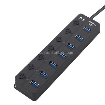 China Charging+Data Transfer 7 Port USB 3.0 Spliter Hub With Different Power Switches For Laptop for sale