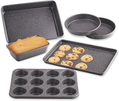 China 6-Piece Durable Heavy Gauge, Non-Stick Cake/Cookie/Muffin/Bread Set Bakeware, Black for sale