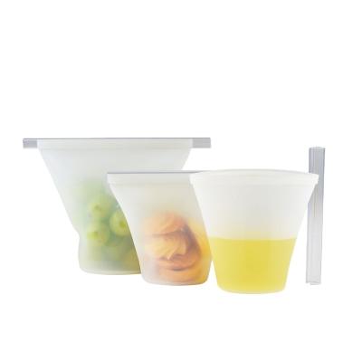 China KEEP FRESH High Quality Food Storage Bag Fridge 2PC Reusable Silicone Food Storage Bag With Zipper3 for sale