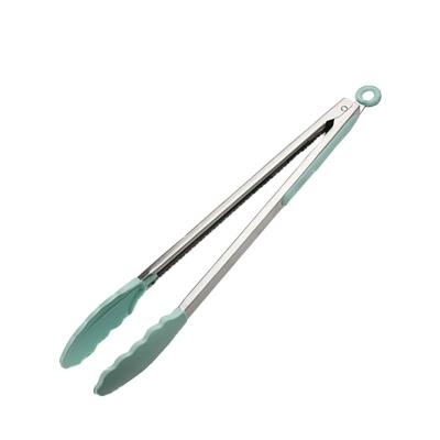 China Long Kitchen Food Tongs Heavy Duty Stainless Steel Stocked With Locking Heat Resistant Nonstick Silicone Tips Easy To Clean for sale