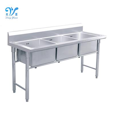 China 2019 New Portable Restaurant Stainless Steel 3 Hits Laundry Sink For Fast Food Store for sale