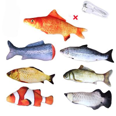 China Viable Amazon the same electric cat fish toy cat fish simulation mint fish pet cat flying funny plush toy for sale